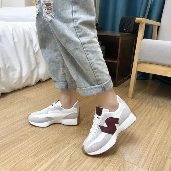 Low Heel Microfiber Fashion Sneakers Lace-up Adult 2024 High Quality Shoes Female Mixed Colors Sewing Women's Vulcanize Shoes