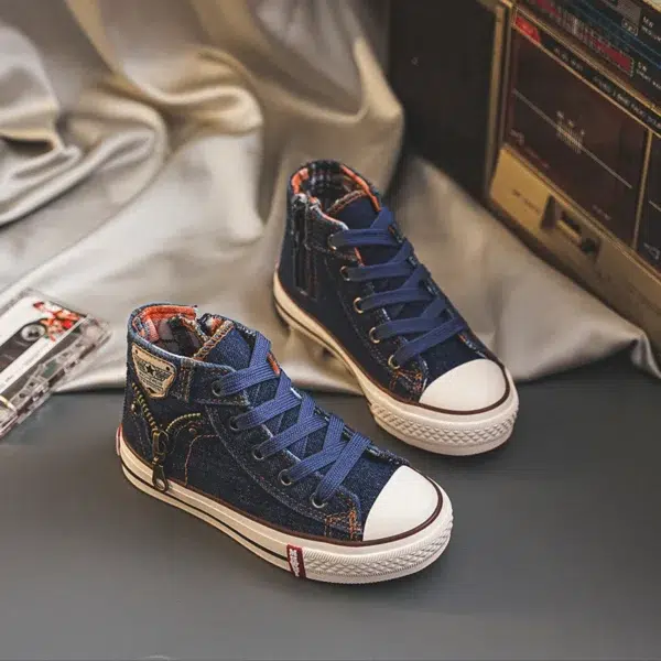 Children's High-top Canvas Shoes Boys Baby Shoes Graffiti 2023 New Spring and Autumn Girls ShoesNon-slip Sneakers - Image 2