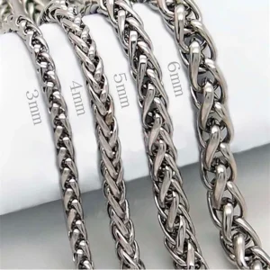 TWIST CHAIN FOR MEN STAINLESS STEEL NECKLACE Neck Jewelry Pendant Accessories 3MM-8MM Thick Long Chains Male