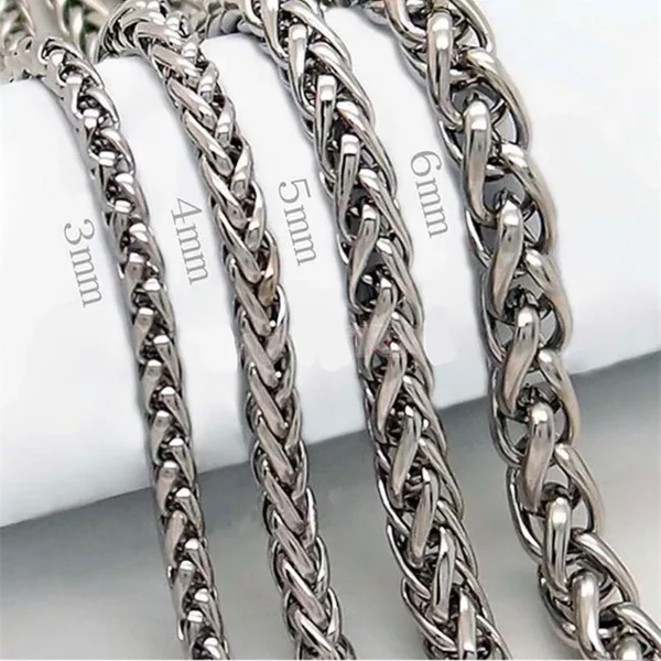 TWIST CHAIN FOR MEN STAINLESS STEEL NECKLACE Neck Jewelry Pendant Accessories 3MM-8MM Thick Long Chains Male - Image 4