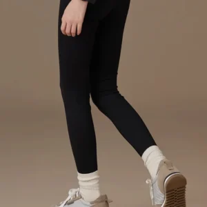 2024Spring Autumn Girl Pants Black Cotton Running Yoga Pants High Waist Sports Leggings Gym Children Kids Tight Trousers Clothes