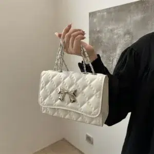 Single shoulder bag fashion diamond chain bag women 2024 summer new crossbody bag popular bow commuter small square bag