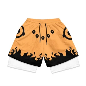 Men's Anime Performance Shorts Manga Print 2 in 1 Gym Shorts Compression Stretchy Sports Shorts Quick Dry Fitness Workout Summer