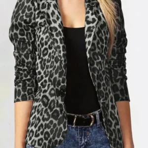 ZANZEA Women OL Blazer Fashion Ladies Office Suits Button Up Outwears Oversized 2023 Spring Summer Female Leopard Lapel Coats