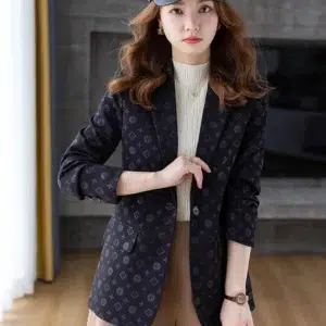 2023 New Female Elegant Women's Brown Character Single Blazer Spring Autumn Business Jacket Office Lady Coat Top S-4XL