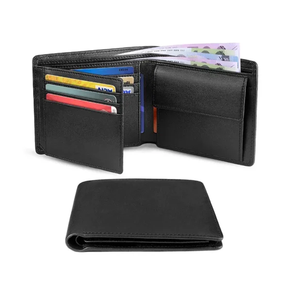 Wallets Mens Slim RFID Blocking Genuine Leather with Coin Pocket 2 Banknote Compartments 10 Credit Card Holders Wallet for Men