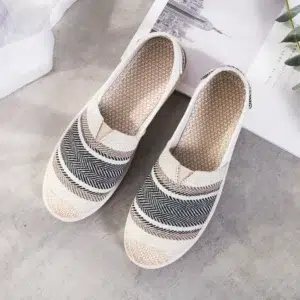 Women Slip on Flats Print Flat Bottom Light Mesh Lazy Fisherman Shoes Canvas Breathable Flat Women's Single Shoes