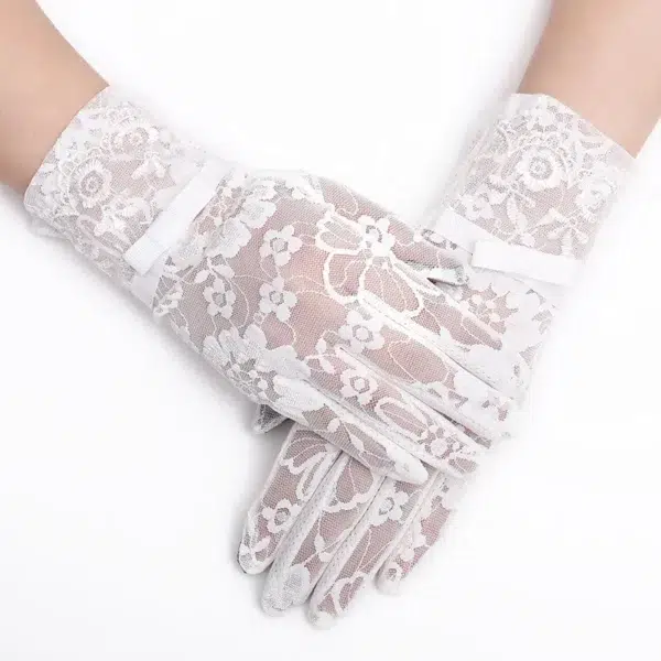 New Women's Summer Ice Silk Lace Anti Ultraviolet Thin Electric Car Driving Anti-skid Breathable Cool Sun Protection Gloves - Image 4