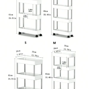 1pcs 3/4 Tier Rolling Utility Cart Storage Shelf Movable Gap Storage Rack Kitchen Bathroom Slim Slide Organizer Shelf Livingroom