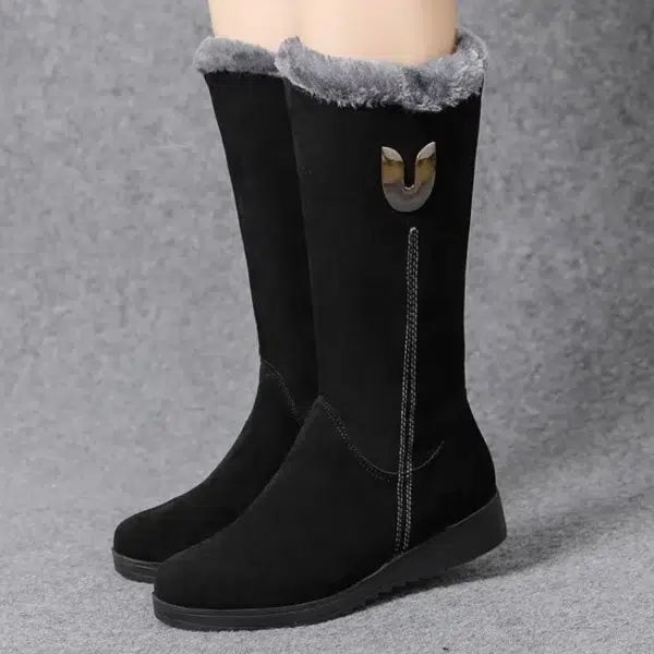 Warm Chelsea High Fur Boots Women 2022 Winter Shoes for Women Chunky Mid-calf Plush Snow Flat Boots ZIP Fashion Botas De Mujer - Image 2