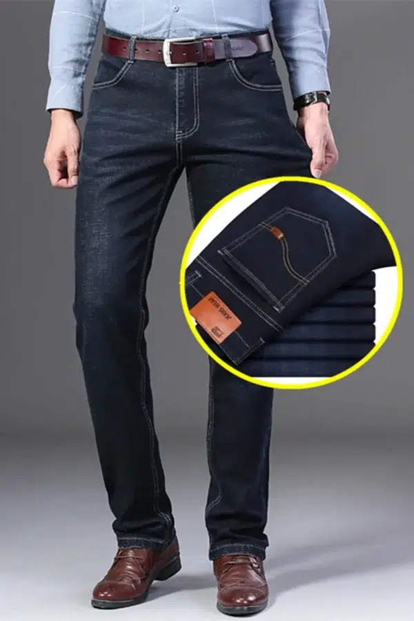 KUBRO Men Jeans Brand 2024 Fashion Business Pants Retro Classic Denim Trousers Autumn Casual Stretch Slim Jean Men‘s Denim Pant - Image 4