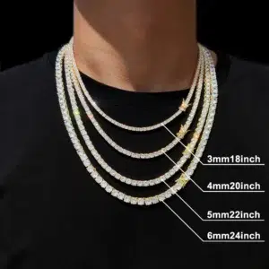 Hip Hop Jewelry 1 Row Iced Out Tennis Chain Bling CZ Men Diamond Cubic Zirconia Choker Necklace Women Drop Shipping