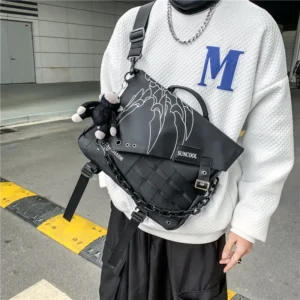 Men's Korean Versatile Street Crossbody Bag 2024 New Trendy and Cool Workwear Postman Backpack