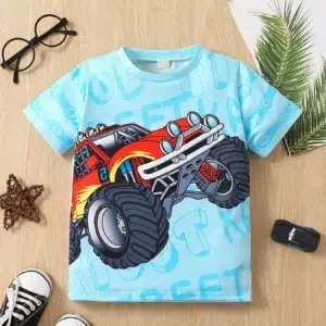 Children's Clothing Boys Tshirt Short Sleeve Girl T-Shirt 3D Cartoon Truck Print Kids Summer Clothes Children's Boy's Clothing