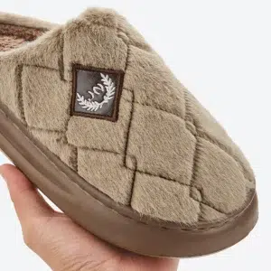 Platform Men Indoor Slippers Eva Plush Memory Foam Living room Shoes House Furry Winter Warm Soft Non-slip Plaid Slipper