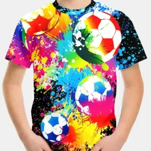 Children's Clothing 2024 Cool Football T-Shirt 3d Printed Soccer Boy Girl Tees Casual T Shirt 2-8y Teen Kids Clothes Tops