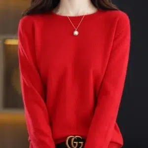 Fashion 100% Merino Wool Sweater Cashmere Pullover O-Neck Long Sleeve Women Knitwear Autumn Winter Clothing Aliselect Tops