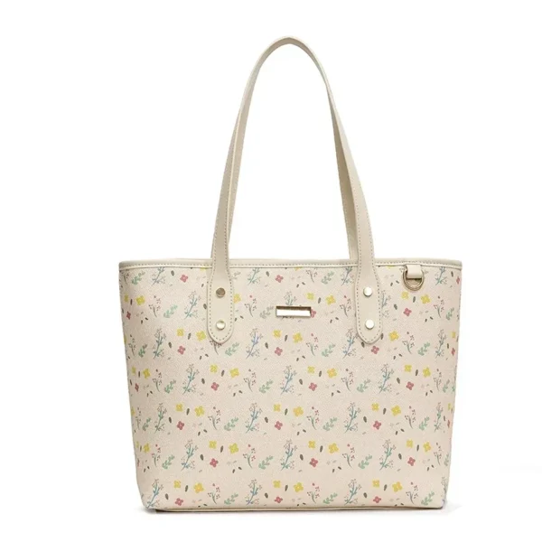 Floral Large Capacity Girl Tote Bag 2024 New Fashionable Casual Shoulder Bag PU Texture Commuter Handheld Women's Bag