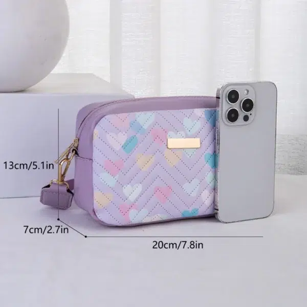 Women Quilted Small Purple Crossbody Bag,Mini Ombre Chevron Graphic Shoulder Bag,Casual Square Handbag ,2024 New Bag For Women - Image 2