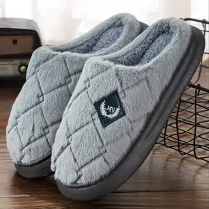 Platform Men Indoor Slippers Eva Plush Memory Foam Living room Shoes House Furry Winter Warm Soft Non-slip Plaid Slipper