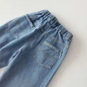 2024 Autumn New Kids jeans Contrast color side edges Boys straight denim Trousers Girls loose casual pants