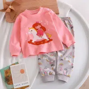 New 2024 Kids Boys Girls Pajamas Cute Cartoon Long Sleeve T-Shirt Tops with Pants Toddler Baby Autumn Sleepwear Clothing Sets