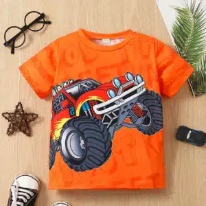 Children's Clothing Boys Tshirt Short Sleeve Girl T-Shirt 3D Cartoon Truck Print Kids Summer Clothes Children's Boy's Clothing