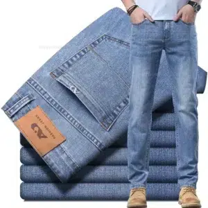 New in Men's Straight Jeans Summer Thin Casual Stretch Fashion Business Casual Denim Pants Straight Classic Male Trousers