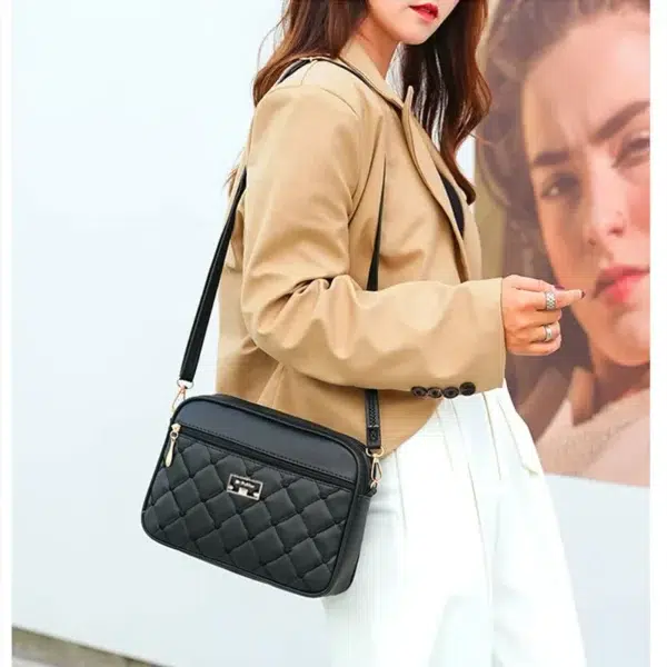 2024 Women's One Shoulder Small Square Handbag New Cross Border Foreign Trade Lingge PU Crossbody Versatile Small Messenger Bag - Image 6