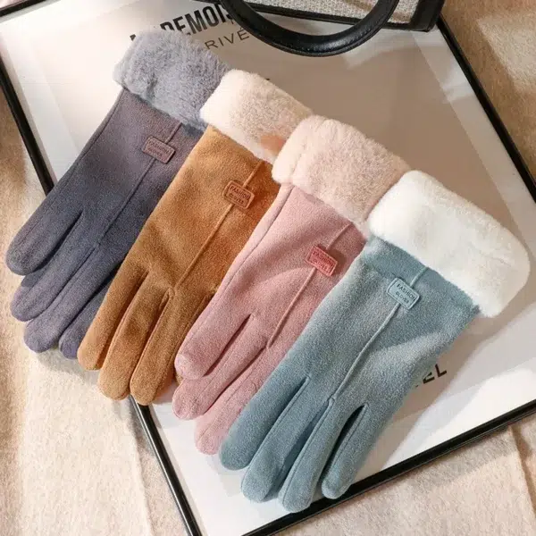 2024 New Fashion Gloves Autumn Winter Cute Furry Warm Mitts Full Finger Mittens Women Outdoor Sport Female Gloves Screen - Image 5