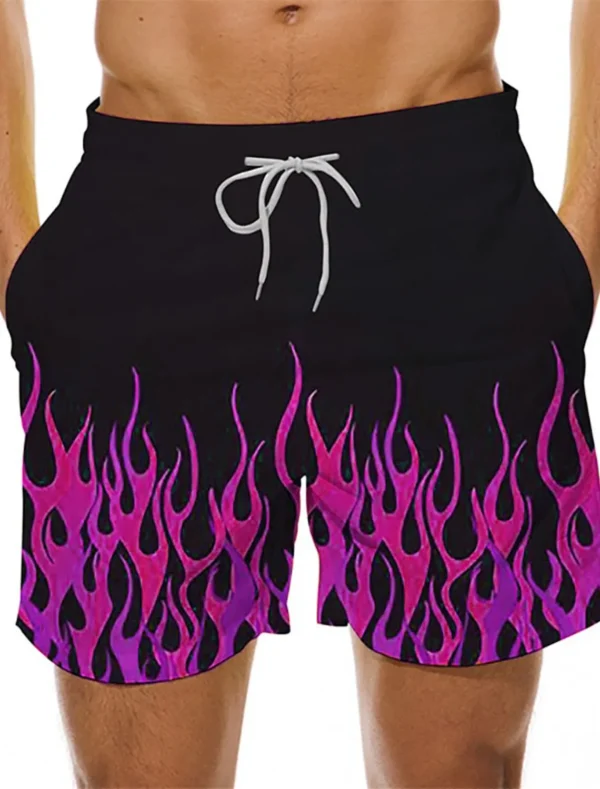 Colorful Flame Shorts Mens 3D Printed Swimwear 2024 Summer Fashion Swim Shorts Beach Tennis Shorts Sports Fitness Ice Shorts - Image 2