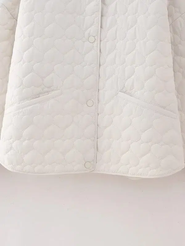 KAOPU ZA Women Fashion Heart-shaped quilted cotton Jacket Women's casual new spring pocket coat - Image 5