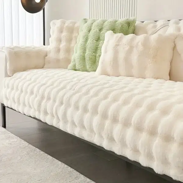 Thicken Imitation Rabbit Fur Plush Sofa Slipcover Non-slip Soft Sofa Towel Couch Cushion For Living Room Modern Home Decor - Image 5