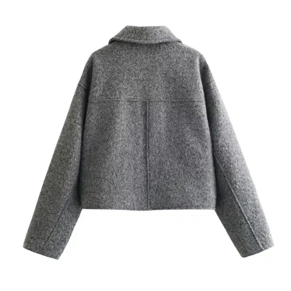 TRAF Autumn Winter Cropped Jacket for Women Short Coat Tweed Jacket Zip Crop Demi-season Jacket Woman New in outerwears - Image 6