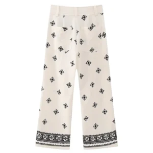 Vintage Women Loose Boho Linen Pants 2023 Summer Fashion Ladies Vocation Soft Embroidery Trousers Female Casual Bottoms Chic