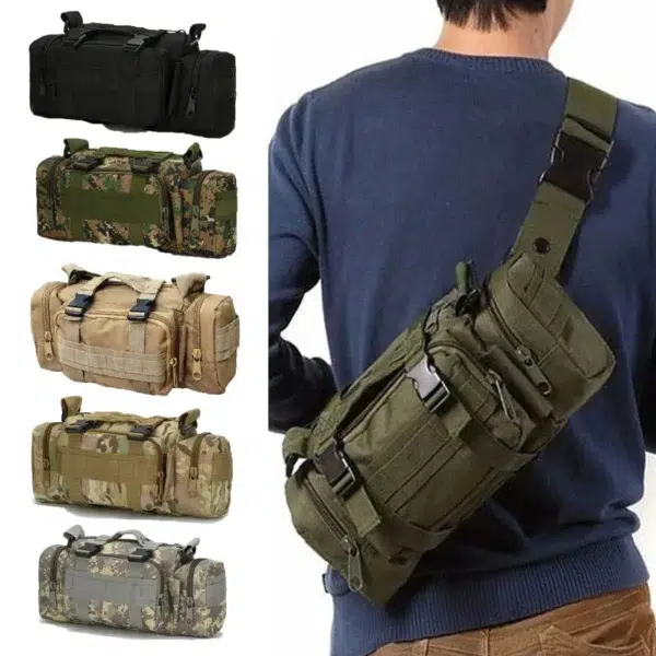 Tactical Waist Pack Molle Outdoor Sports Chest Bag Camouflage Crossbody Backpack Multifunctional Handbag Camping Hiking Pouch