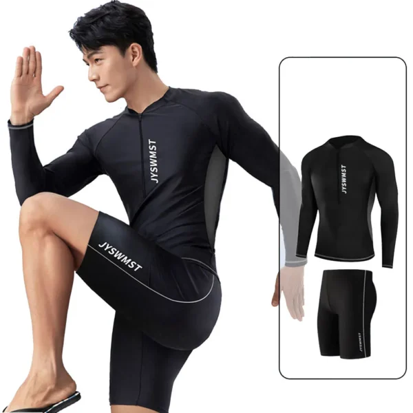 New Men's Quick-Drying Swimsuit Long-Sleeved Sun-proof Beach T-shirt Snorkeling Surfing Suit Water Sports Swimsuit Surfing Top