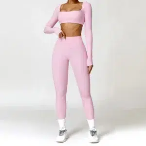 2PCS Yoga Suit Sports Set Women Quick-Drying Gym Set Women Tracksuit Running Workout Long Sleeve Sports Shirt Yoga Clothing