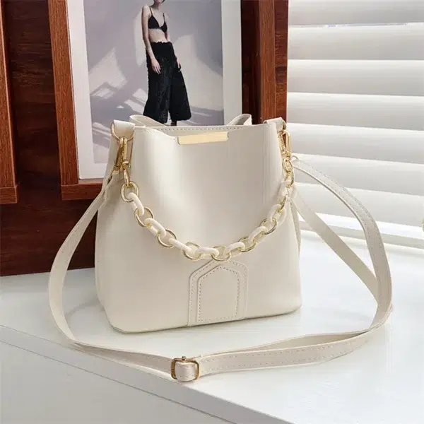 Korean Chain Women Leather Shoulder Bag Casual Women Handbags Crossbody Bag Bucket Bags For Women Designer Messenger Bags Sac - Image 5