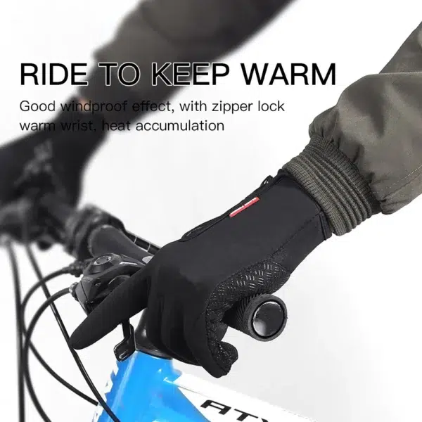 Winter Gloves For Men Women Touchscreen Windproof Thermal Warm Cycling Glove With Zipper Non-Slip Outdoor Driving Sport Gloves - Image 6