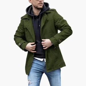 Streetwear Thin Jackets Man Matching Single-breasted Solid Jacket Mid-length Coats With Epaulettes Men's Clothing For Autumn