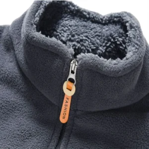 Men's Fleece Zip Up Outerwear Zipper Fleece-lined Stand Collar Thickened Outdoor Jacket Windproof Polar Fleece Coldproof Jackets