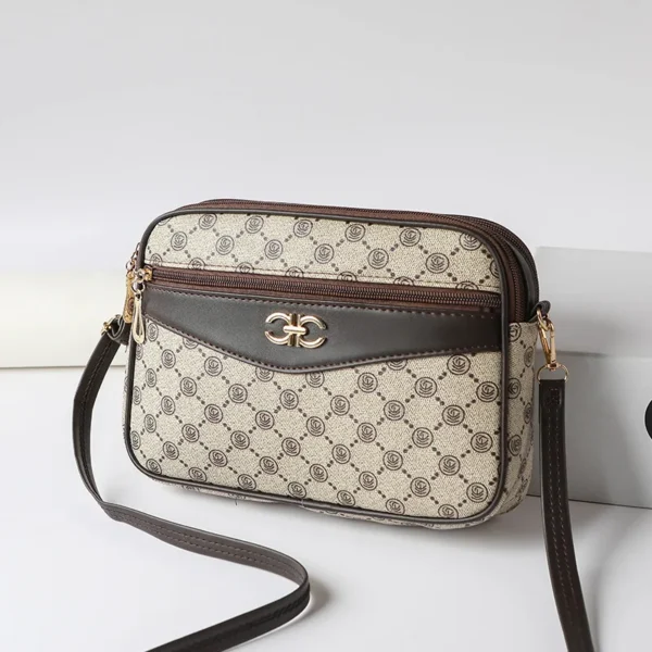 2024 Middle-aged Handbag Four Layer Mobile Phone Purse Old Flower Bag New High-capacity Women's Diagonal Cross Brand Mother Bag - Image 2