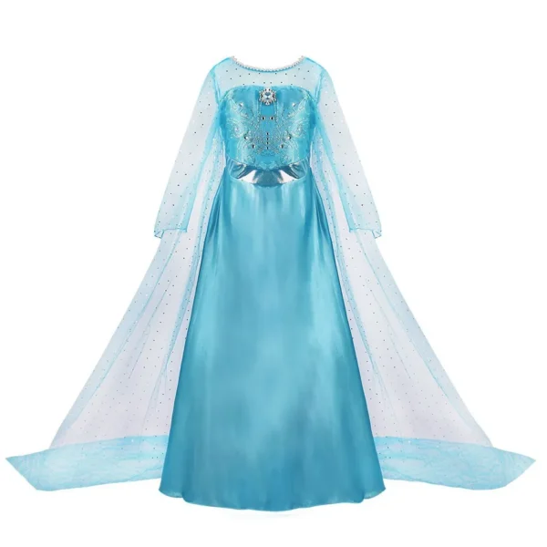 Princess Dress for Girl Anna Elsa Costume Snow Queen Rapunzel Belle Cinderella Jasmine Fancy Disguise Children Halloween Clothes - Image 2