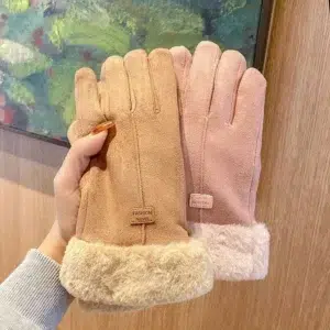 2024 New Fashion Gloves Autumn Winter Cute Furry Warm Mitts Full Finger Mittens Women Outdoor Sport Female Gloves Screen