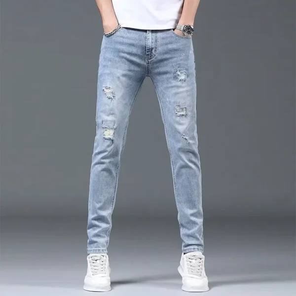 Luxury Summer Designer Korean Classic Streetwear Cowboy Pants for Men Fashionable and Comfortable Boyfriend Skinny Jeans Men - Image 6