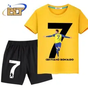 Ronaldo printed summer children's clothing children's T-shirt pants 2-piece sports shorts suit suitable for boys and girls