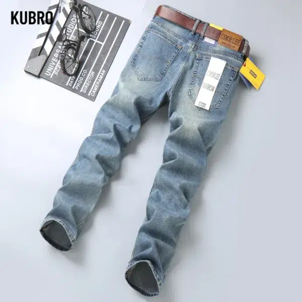 KUBRO Brand Men Classic Jeans Fashion Straight Blue Black Stretch Denim Trousers Men's Smart Jean High Quality Original Design - Image 3