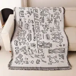 Throw Blanket Cartoon Sofa Cover Double Use Beds Blanekets Picnic Mat With Tassel Sofa Bed Universal Decorative