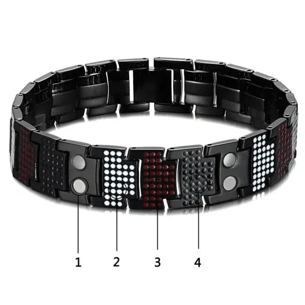 RainSo Male Bracelet Health Germanium Bracelet Charm Black Titanium Magnetic Therapy Bangles Unique Wristband Men Jewelry - Image 2